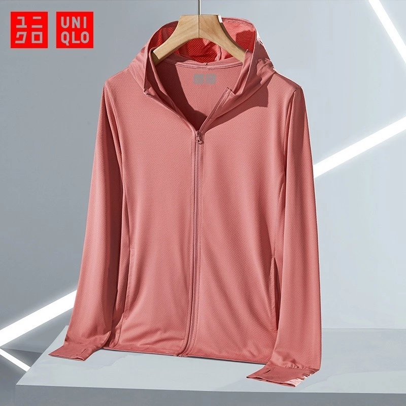 (พร้อมส่ง) UNIQLO เสื้อกันยูวี UPF50+ เสื้อแจ็กเก็ตแขนยาว มีฮู้ด แต่งซิป ไร้รอยต่อ เหมาะกับใส่เล่นโยคะ ออกกําลังกาย สําหรับผู้หญิง พร้อมจัดส่งด่วน